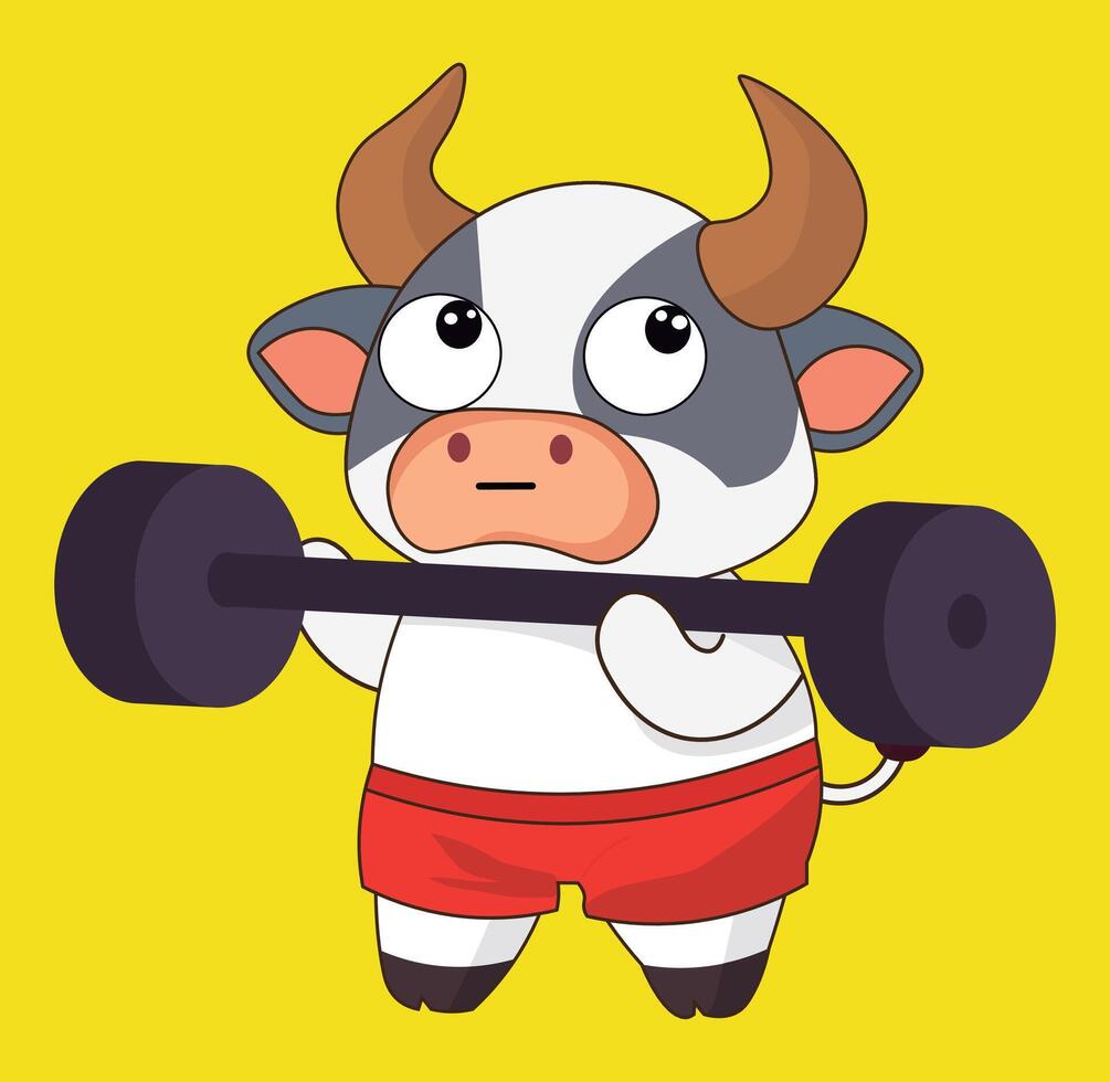 Strong bull in the gym emoji sticks collection, illustration vector