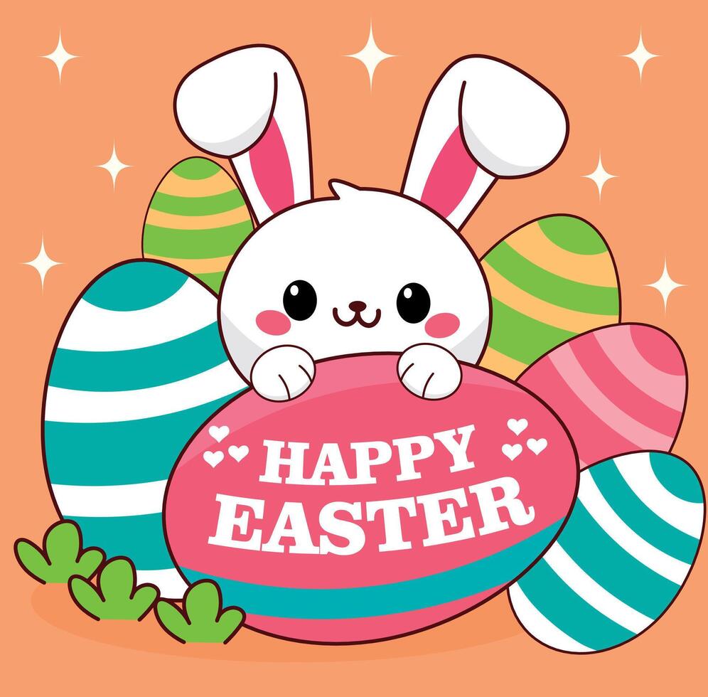 Easter bunny with chocolate egg, happy easter, illustration, vector, for backgrounds vector