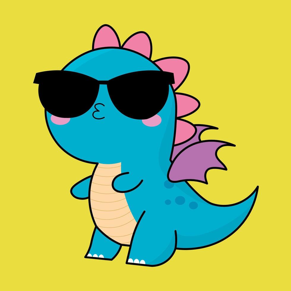 Cute dragon, drake emotion, emoji, illustration in childish theme and colors, vector collection