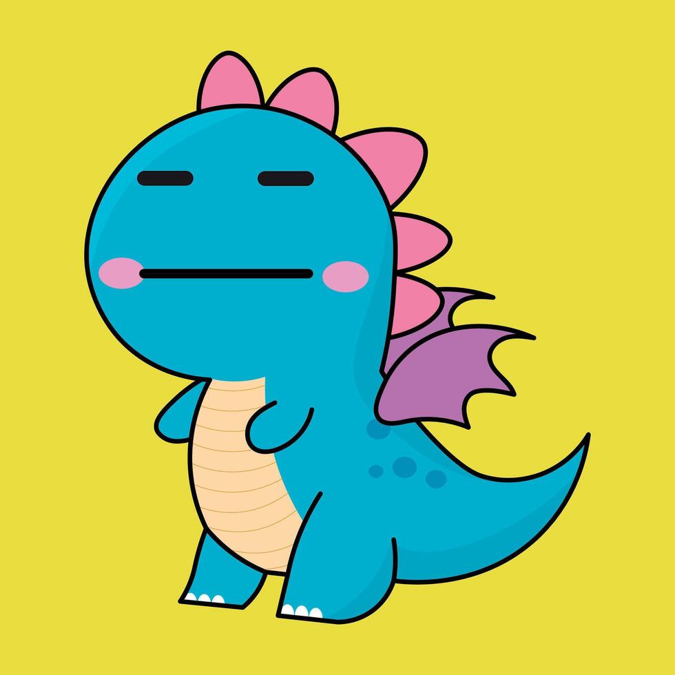 Cute dragon, drake emotion, emoji, illustration in childish theme and colors, vector collection