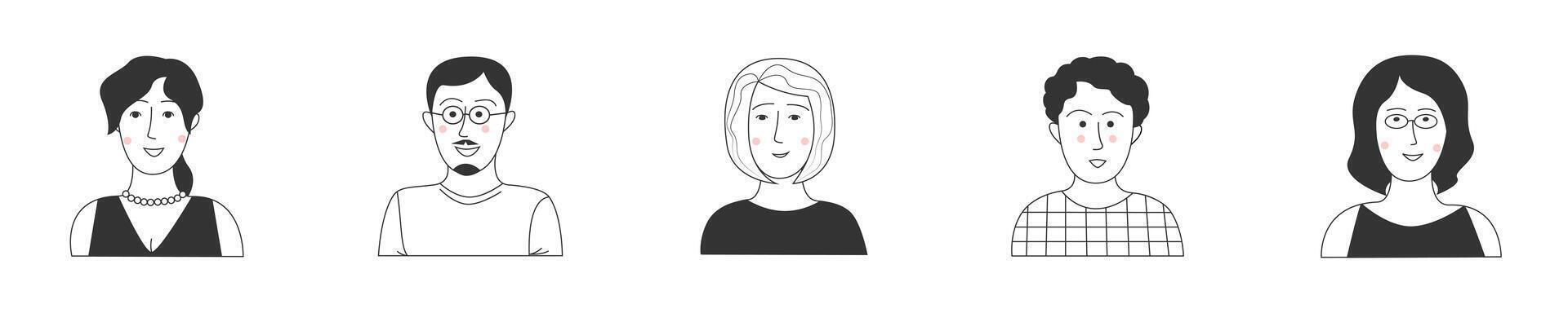 Simple illustrations of people, avatars. Flat minimalist style. vector