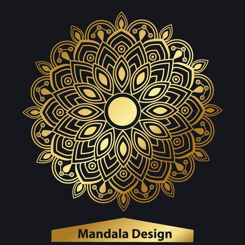 Luxury Background with decorative golden Mandala Design vector