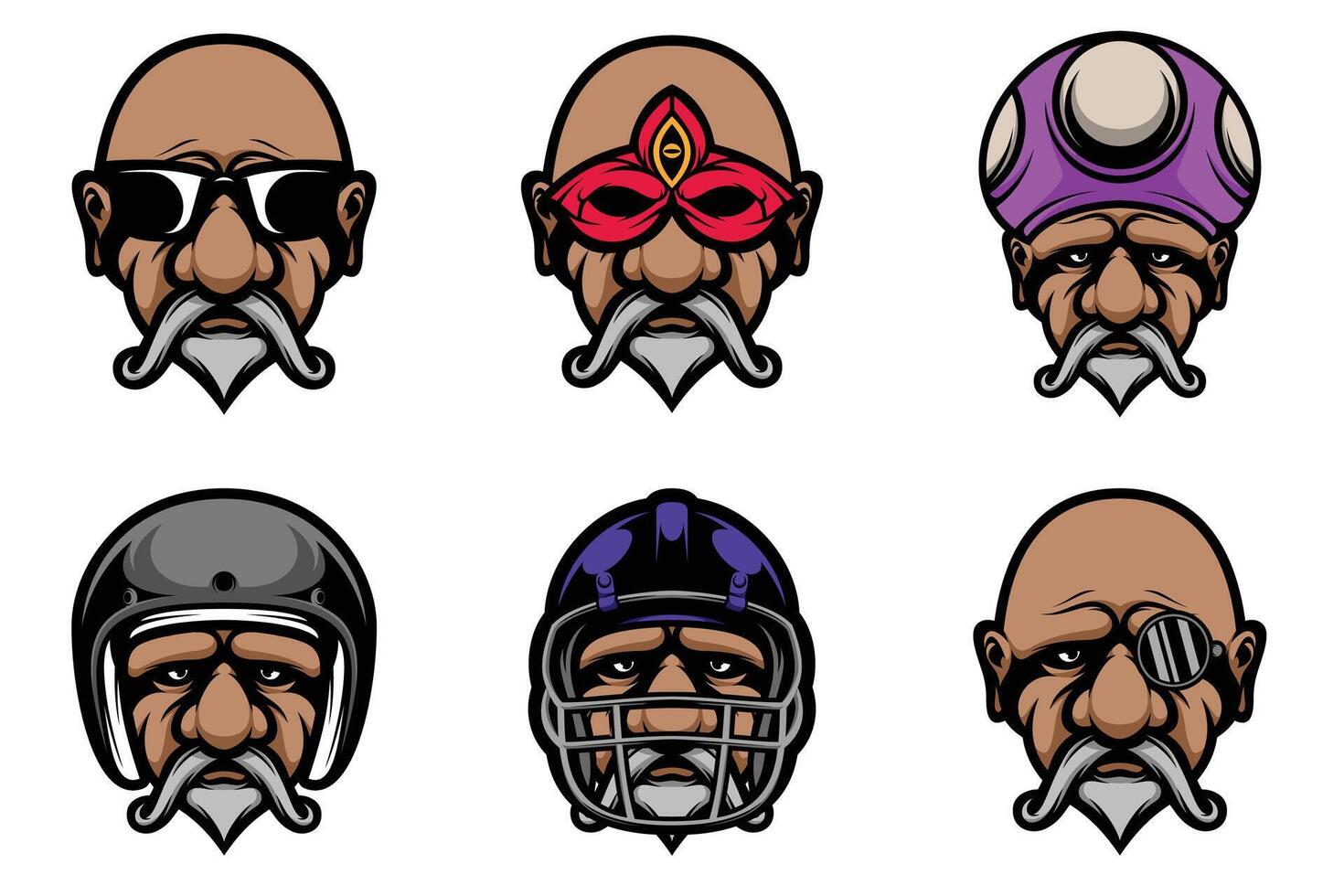 Old Man Heads Bundle vector