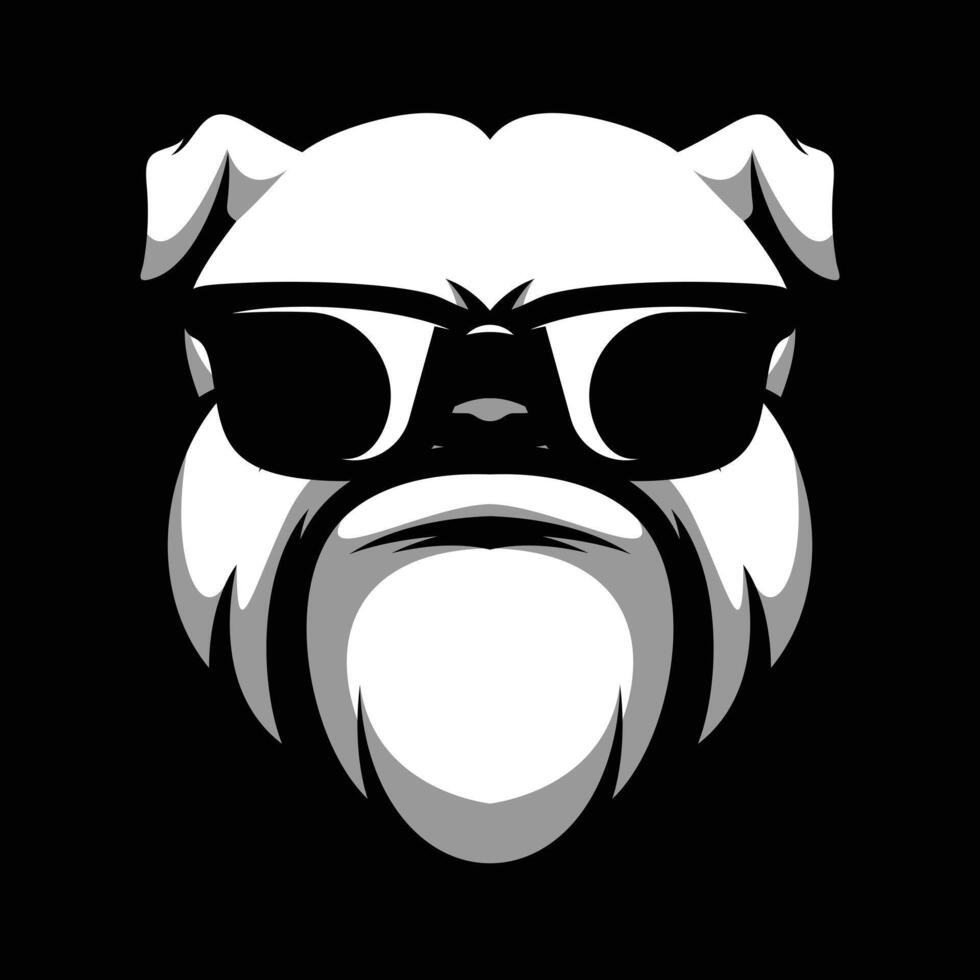 Bulldog Sunglass Black and White vector