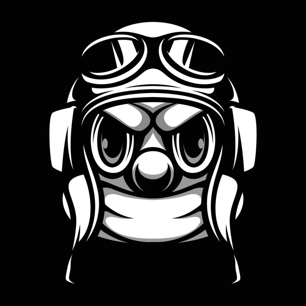 Clown Pilot Black and White vector