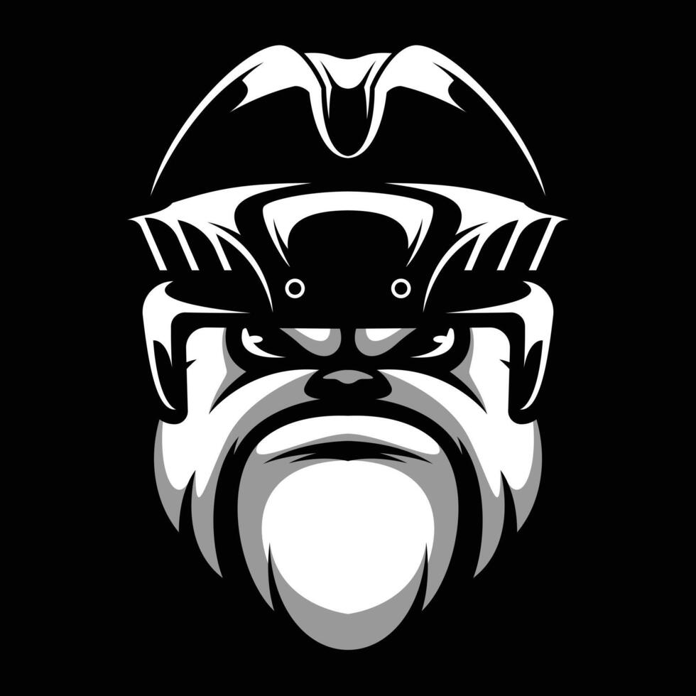 Bulldog Hockey Helmet Black and White vector