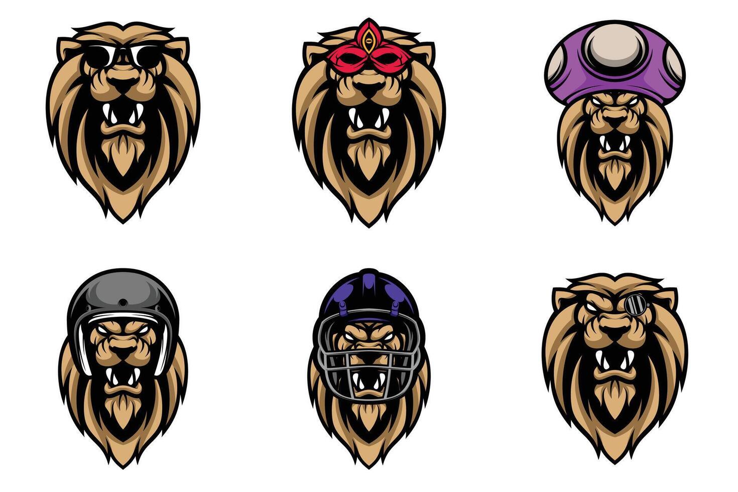 Lion Heads Bundle vector