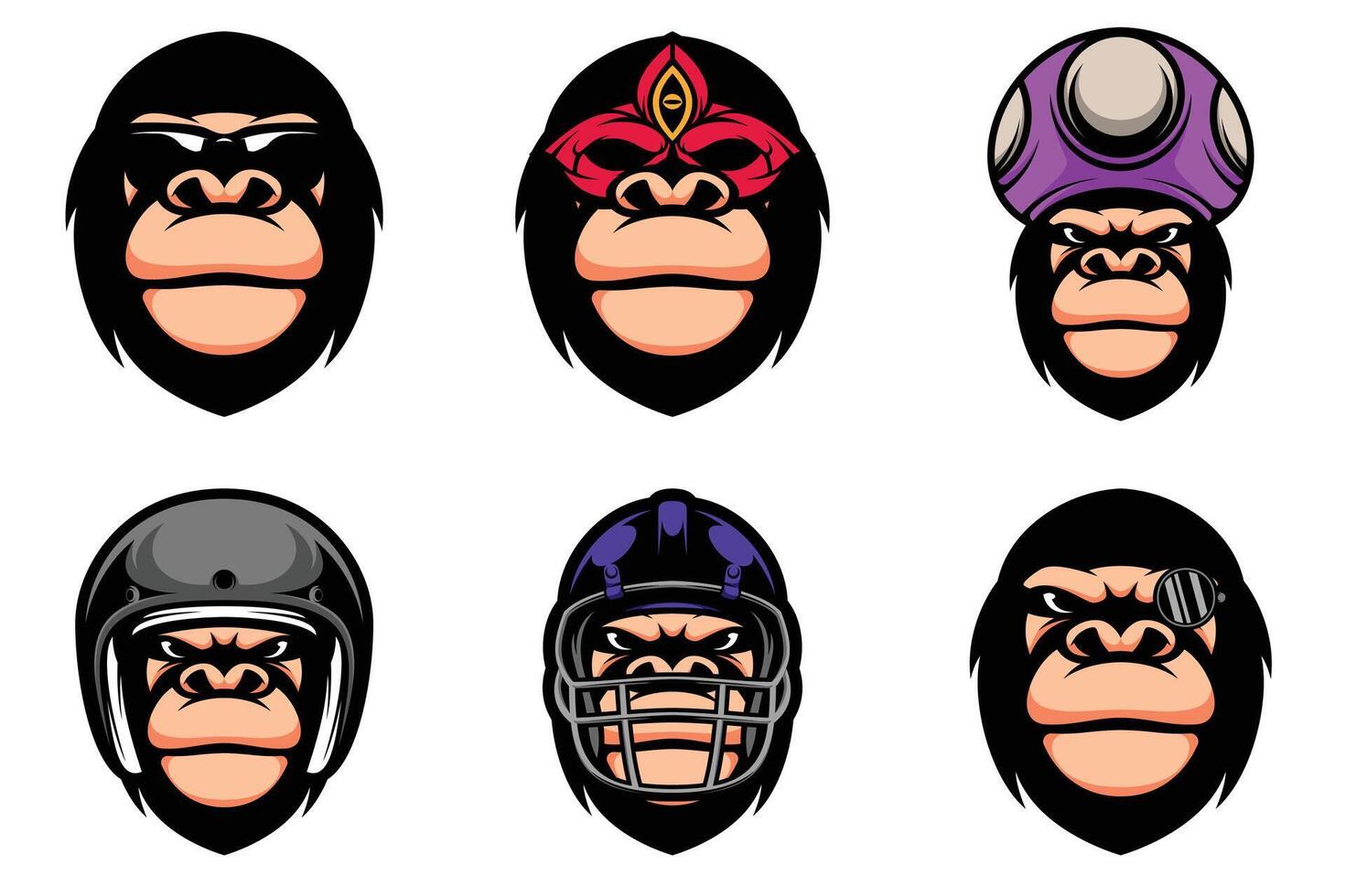 Gorilla Heads Bundle vector