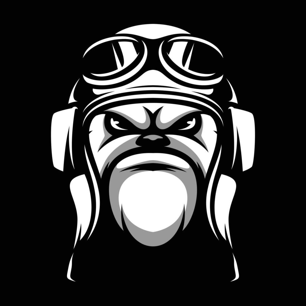Bulldog Pilot Black and White vector