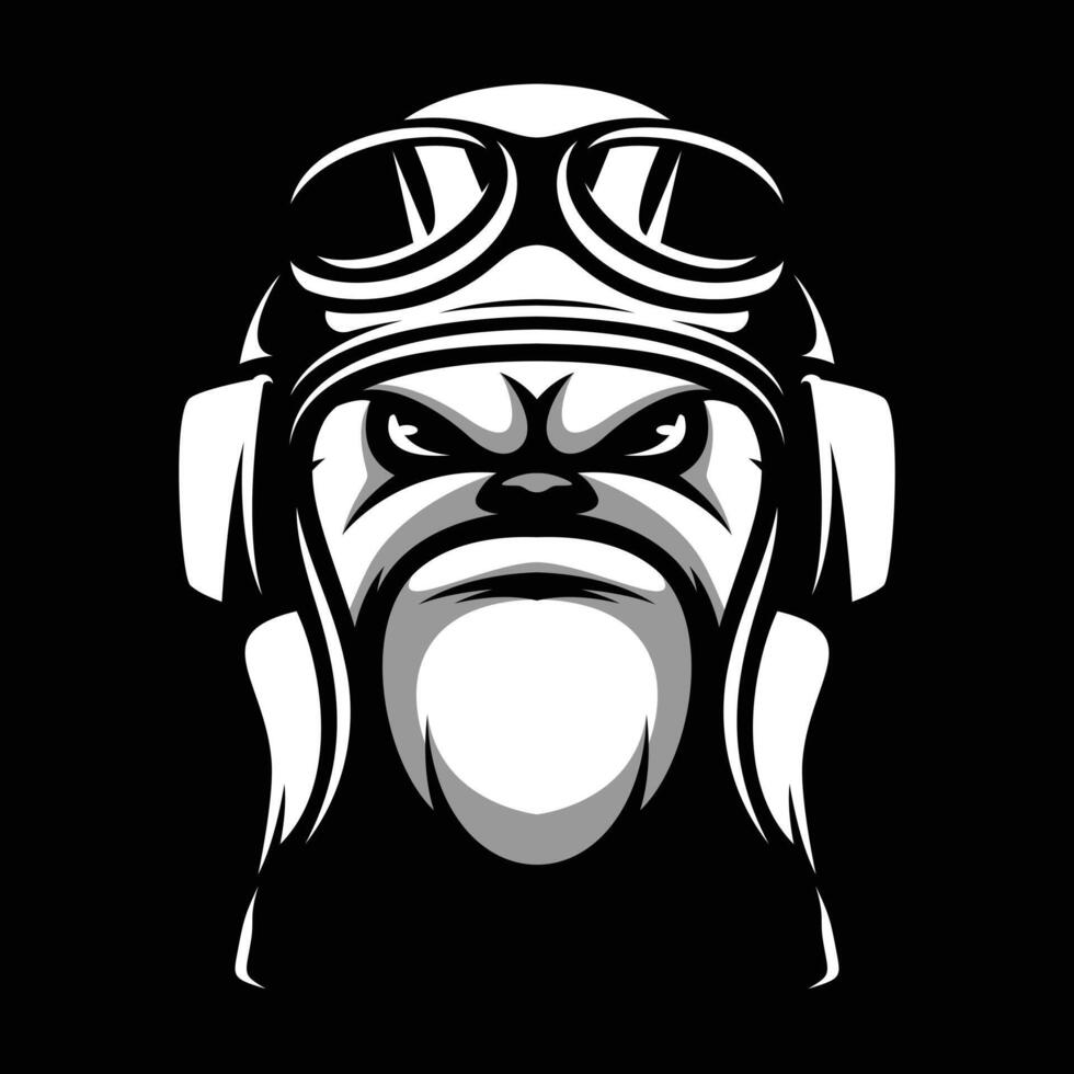 Bulldog Pilot Black and White vector