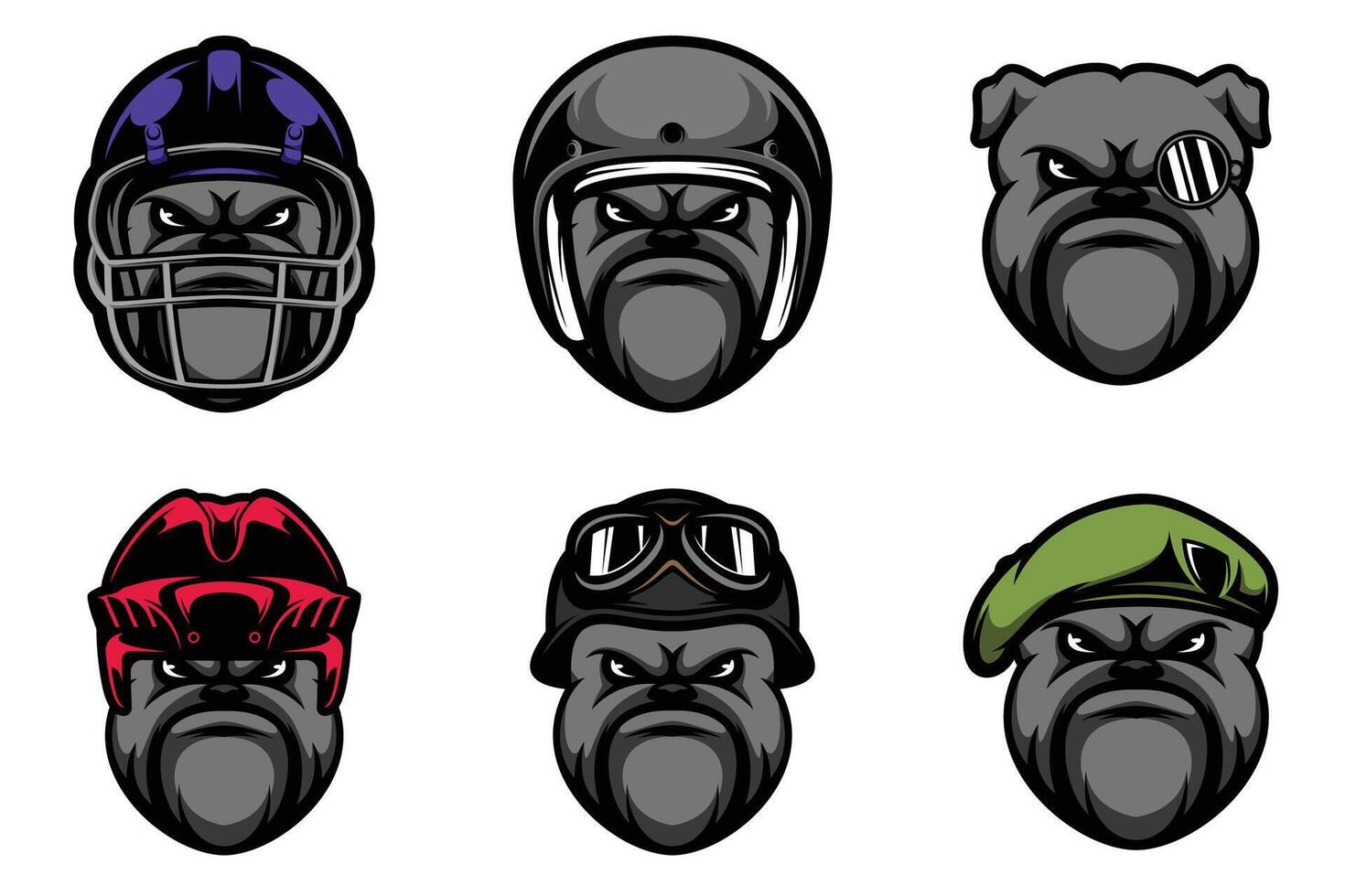 Bulldog Heads Bundle vector