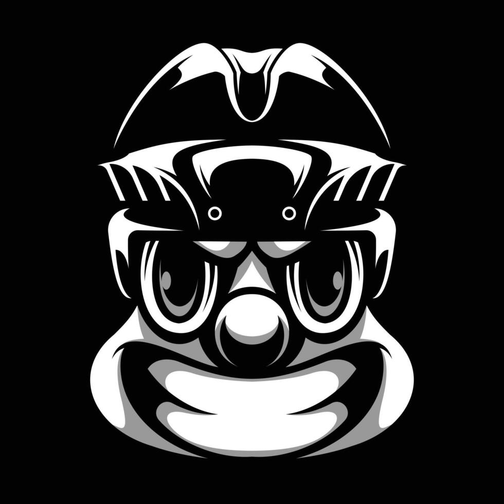 Clown Hockey Helmet Black and White vector