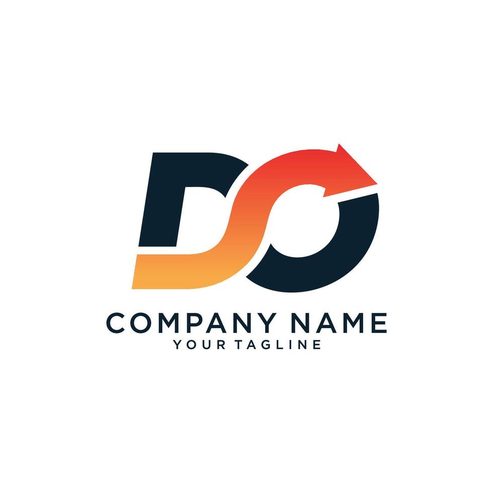 D and O logo with arrow, vector illustration