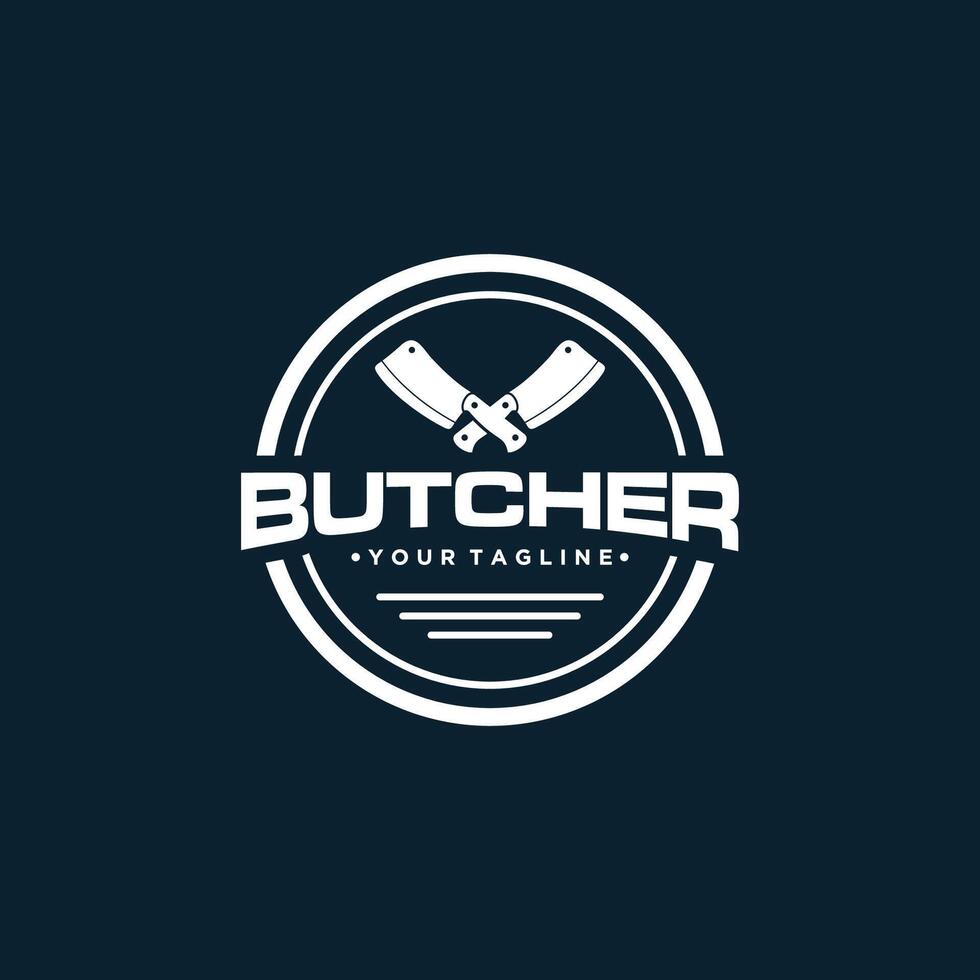 Butcher Shop Logo Design Template. Knife and meat vector design.