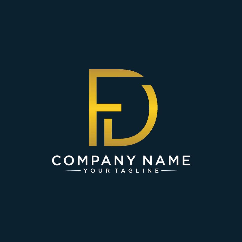 FD Letter Initial Logo Design, Vector Template