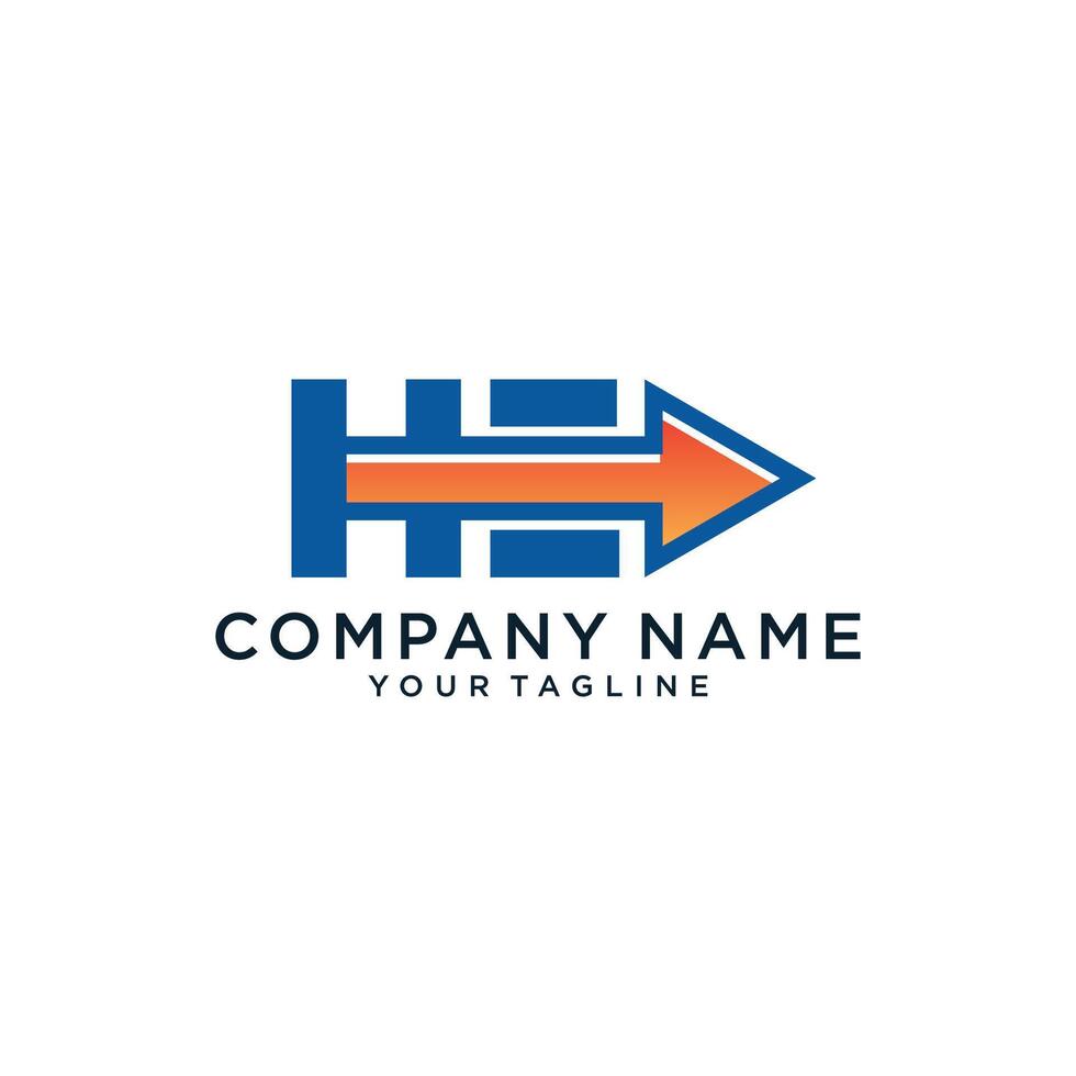 H and E logo with arrow, vector illustration