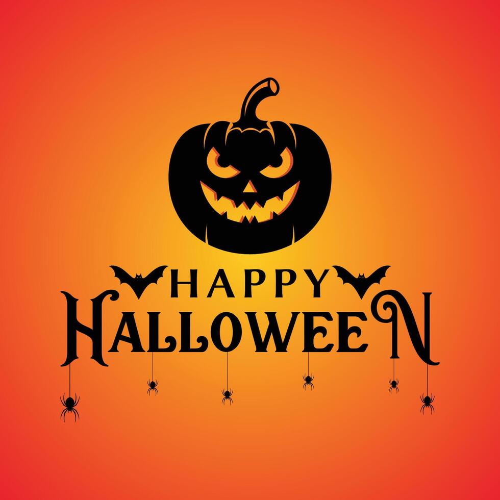 Happy Halloween Text Banner, Vector Illustration