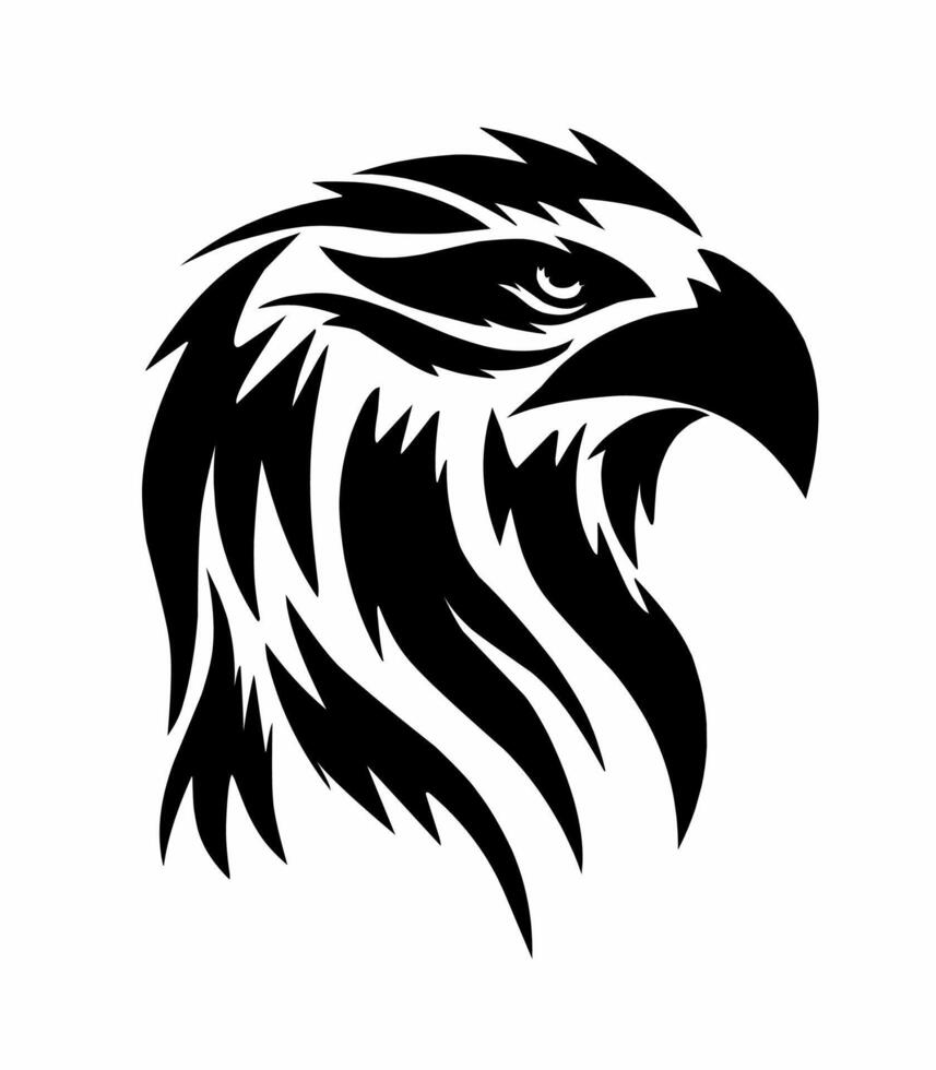 Illustration vector graphics of tribal art design of a black eagle head for tattoo