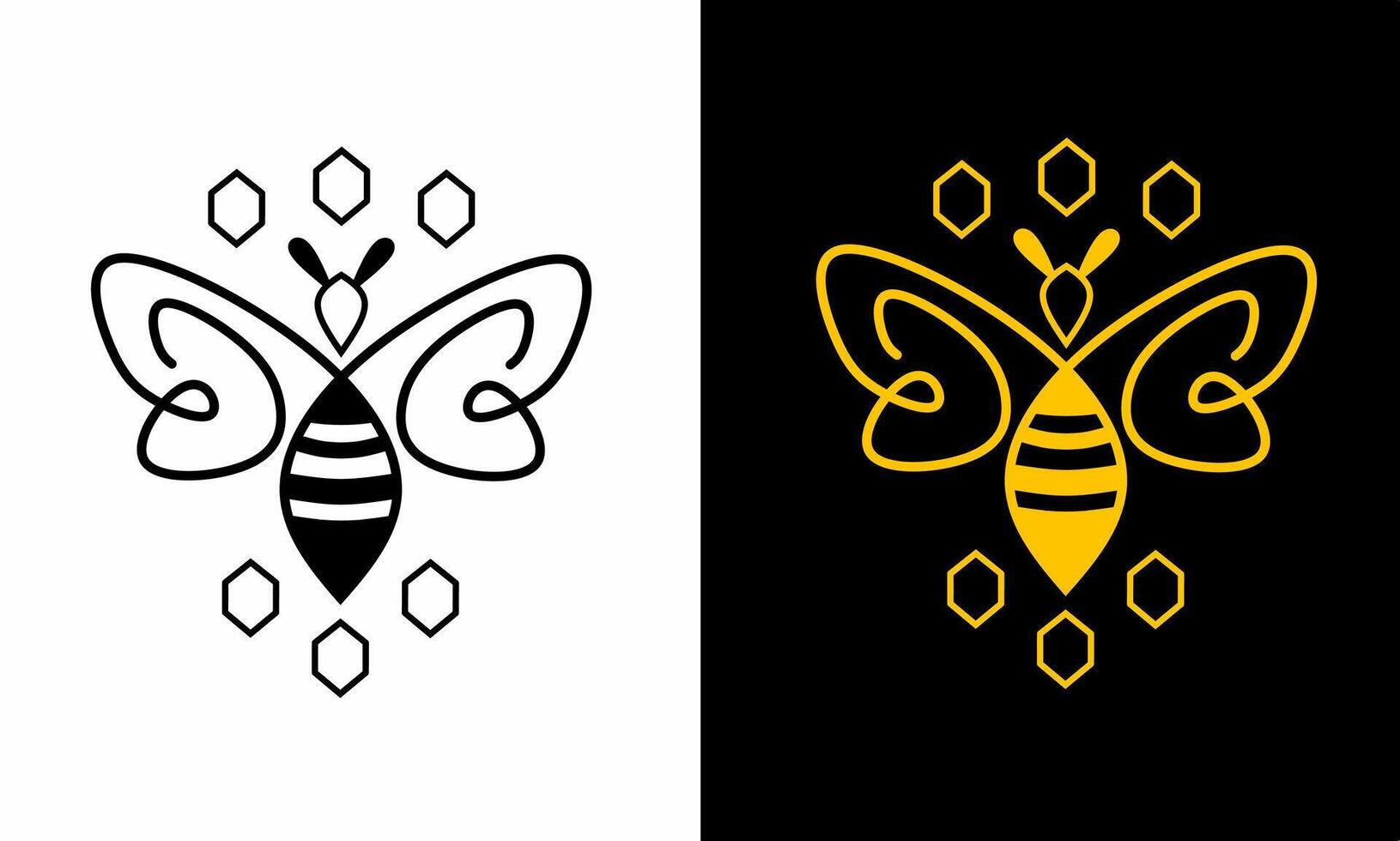 Illustration vector graphics of Bee logo design template with simple monoline style