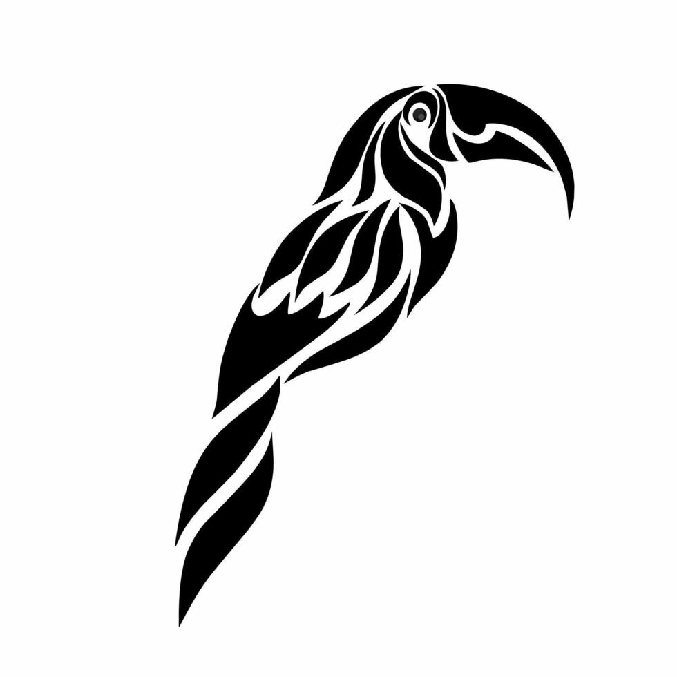 ilustración vector gráficos de resumen diseño tribal negro tucán pájaro en un blanco antecedentes