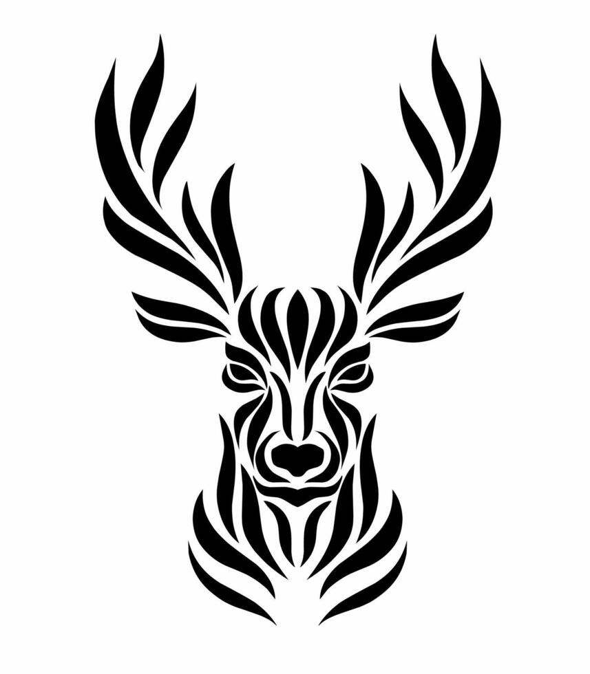 Illustration vector graphics of tribal art deer head design Suitable for tattoos