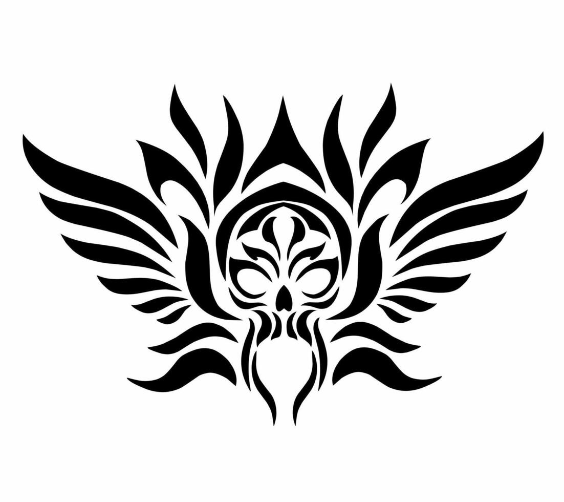 Illustration vector graphics of tribal art skull design with several ornaments