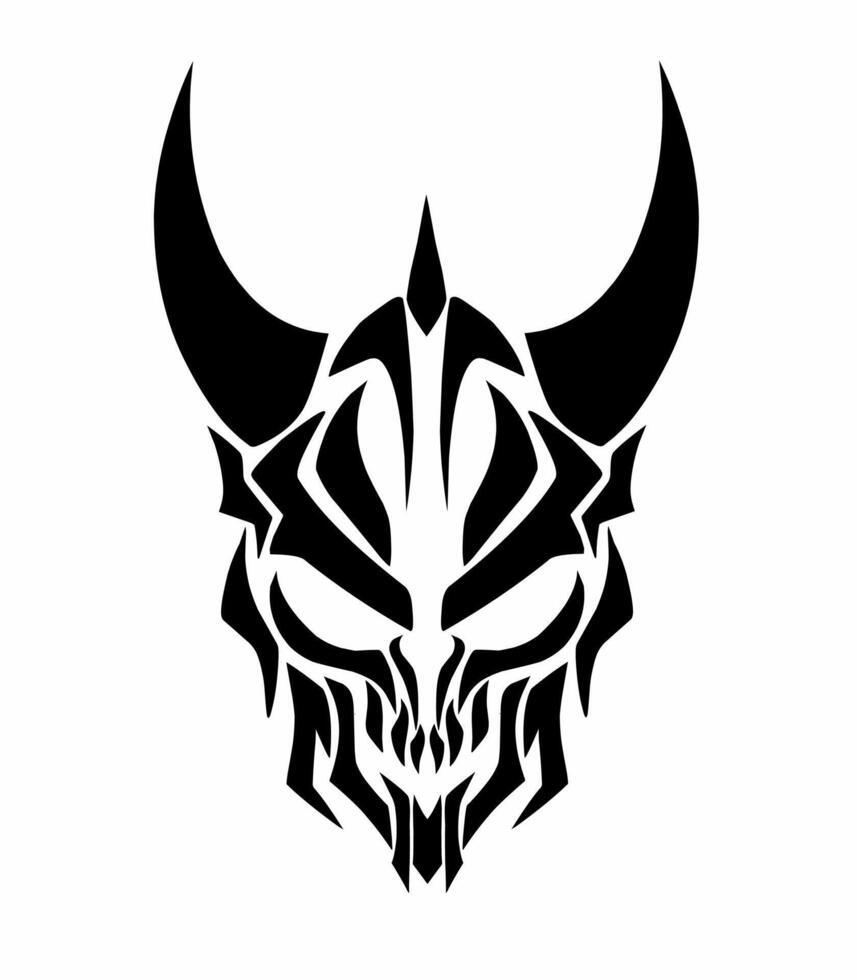 Illustration vector graphics of tribal art design head face devil horned skull