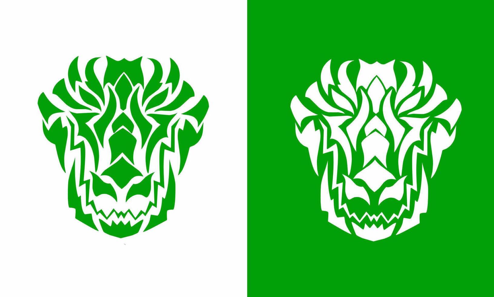 Illustration vector graphics of abstract design of a green crocodile head suitable for a logo symbol