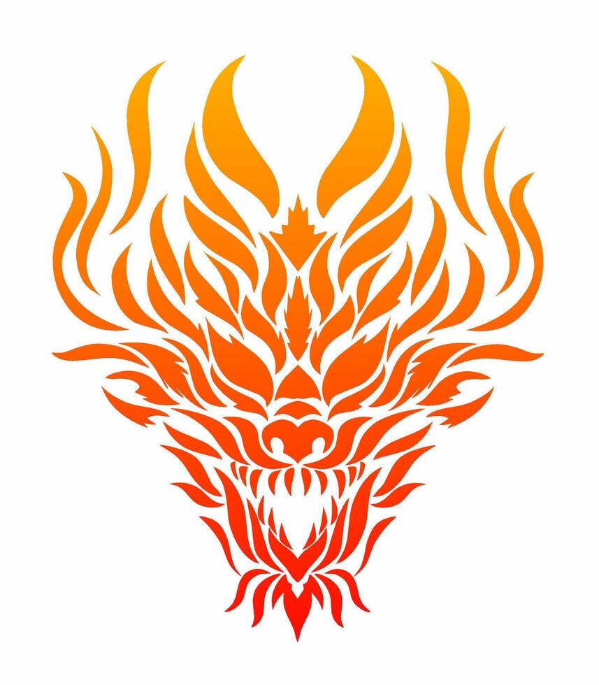 Illustration vector graphics of tribal art abstract design face of fire dragon head