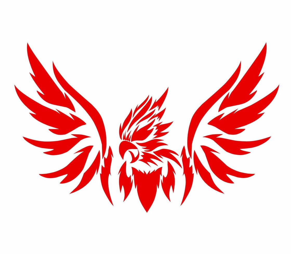 Illustration vector graphics of The tribal art design of the Garuda bird is red