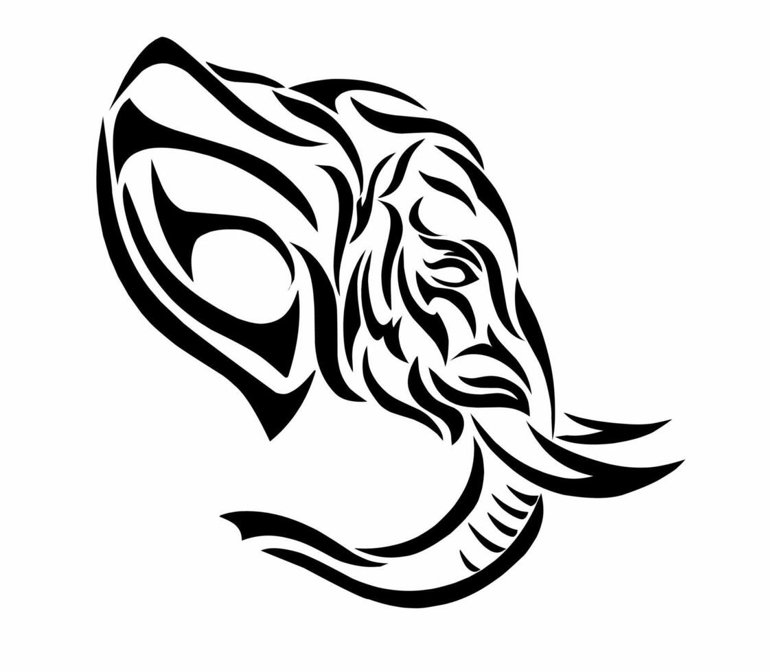 Illustration vector graphics of Tribal art black elephant head tattoo design