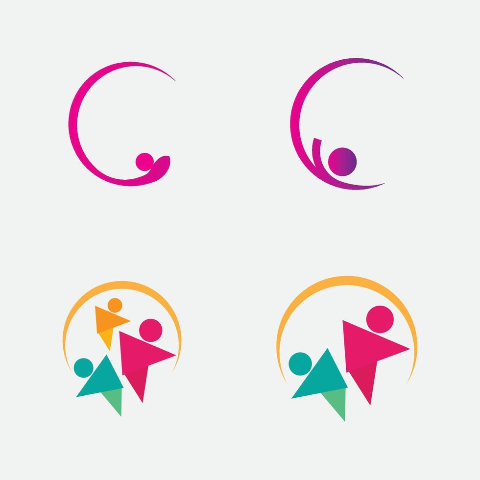 Creative people logo design template with circle,Flat Vector Logo Design Template Element