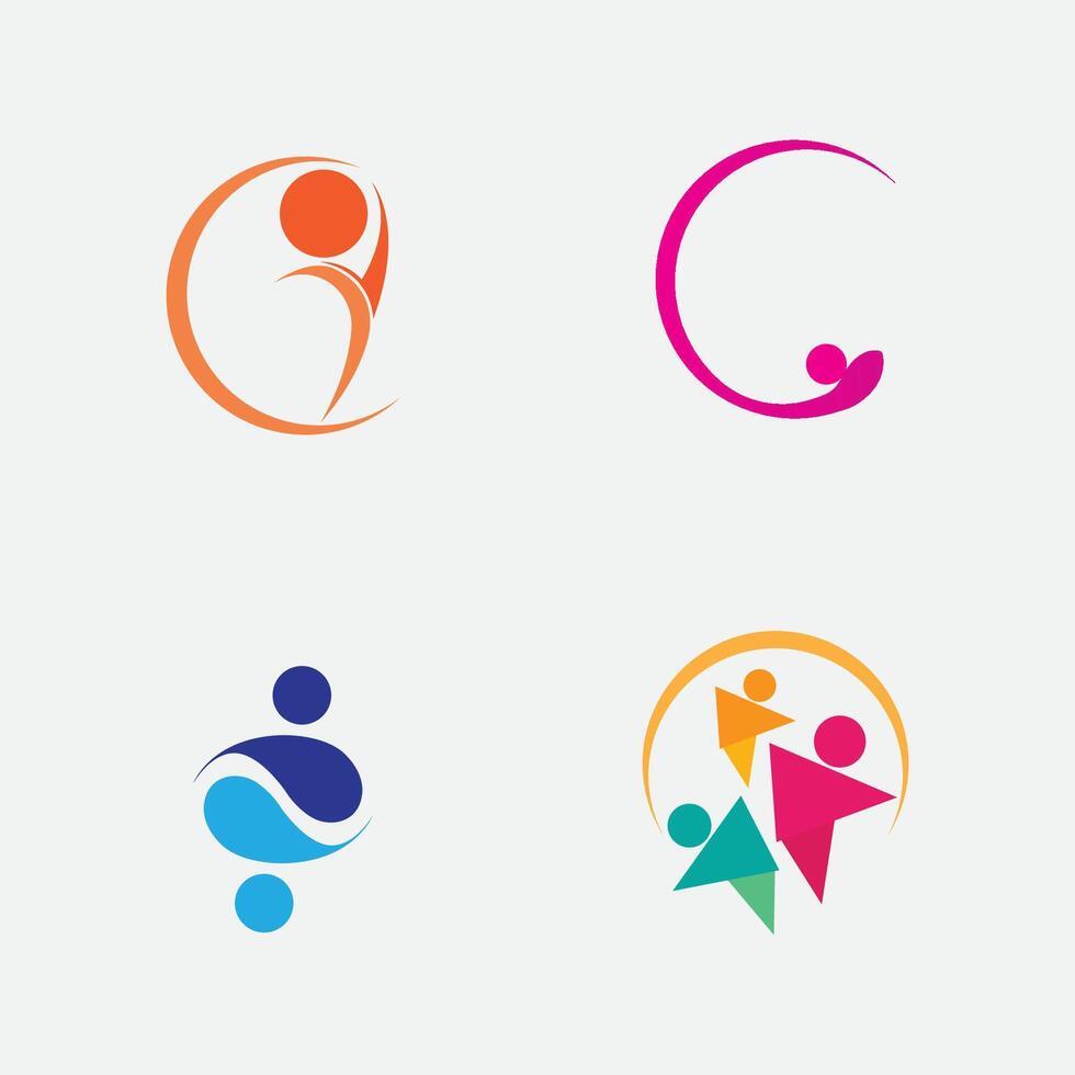 Creative people logo design template with circle,Flat Vector Logo Design Template Element