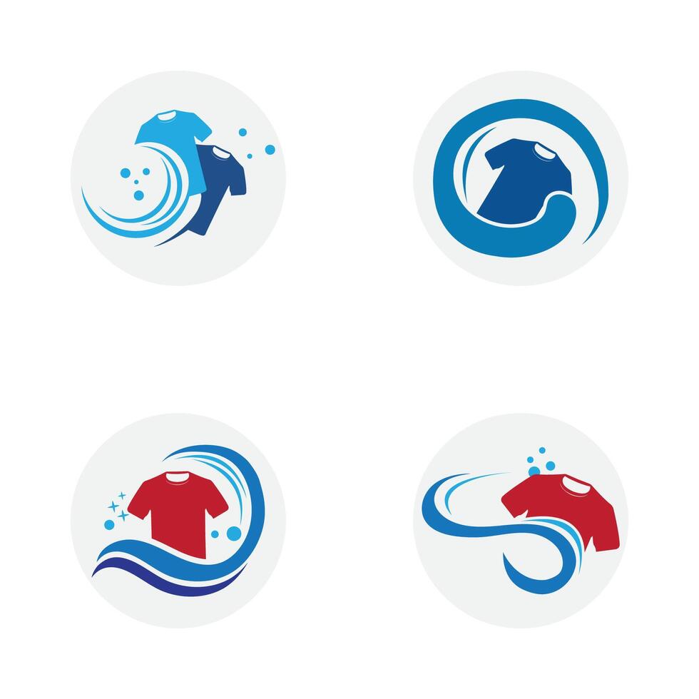 set of logo and symbol design laundry icon washing machine with bubbles for business clothes wash cleans modern template vector
