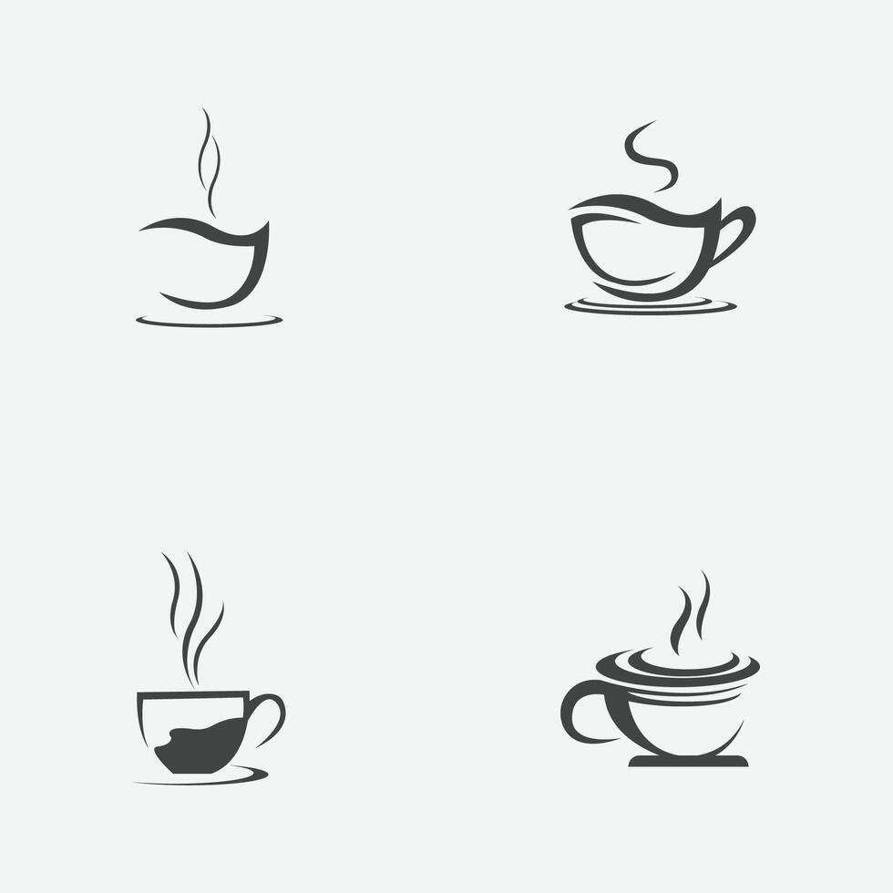 vector illustration set  of a cup of black coffee on a gray background