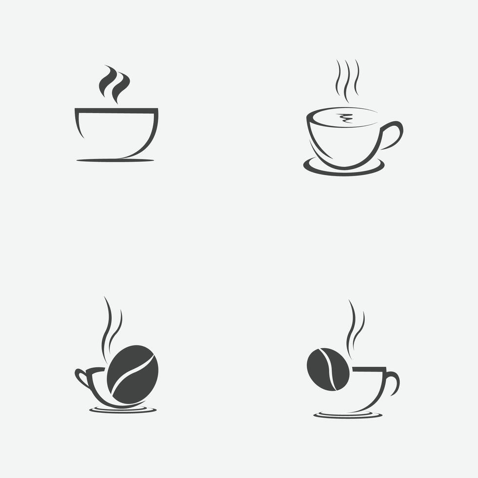 vector ilustración conjunto de un taza de negro café en un gris antecedentes
