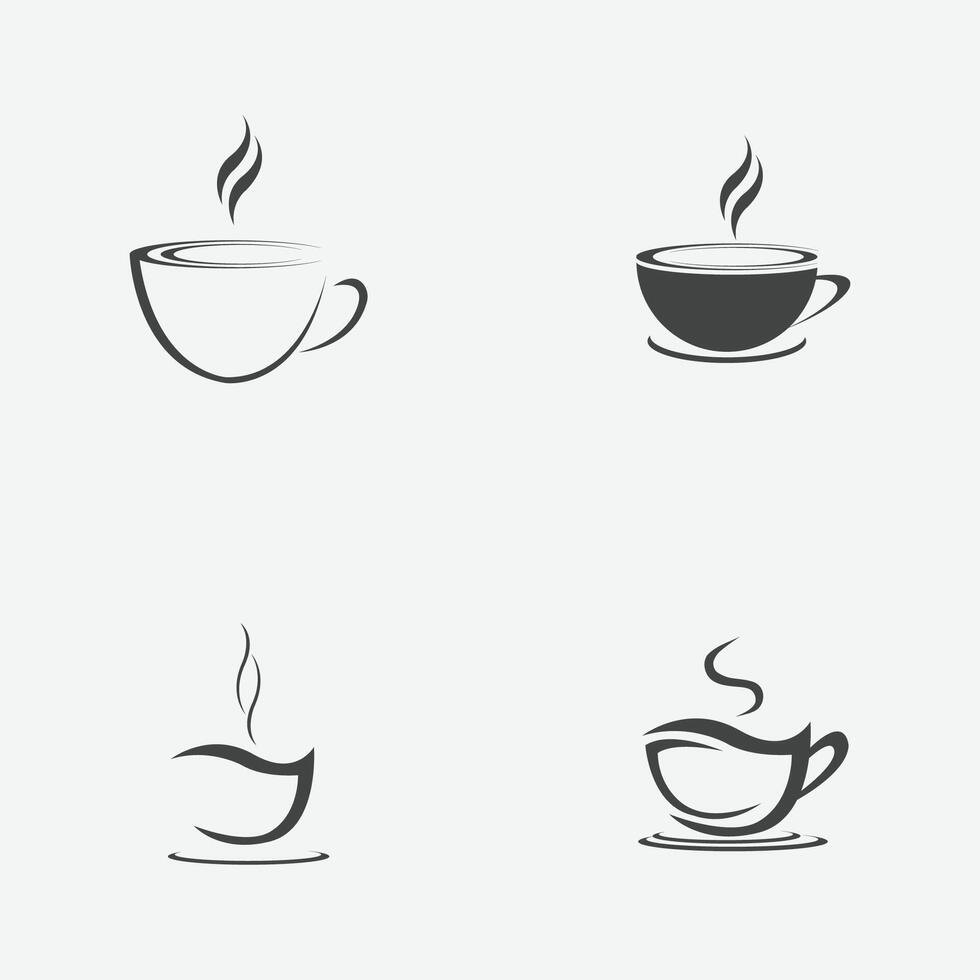 vector ilustración conjunto de un taza de negro café en un gris antecedentes