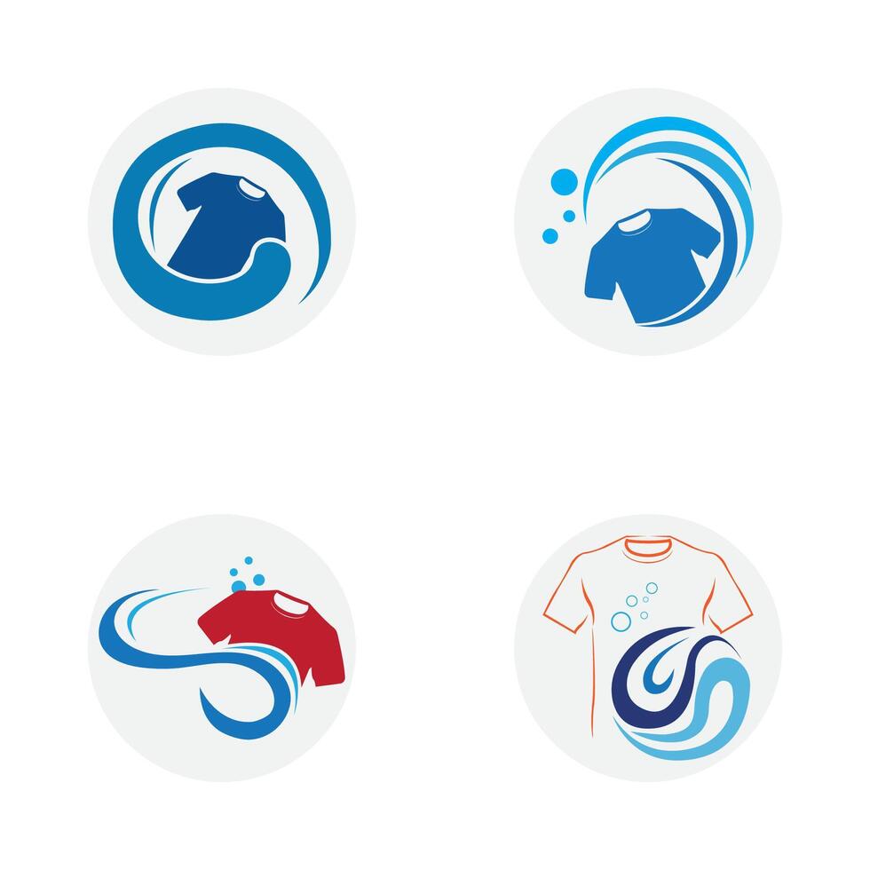 set of logo and symbol design laundry icon washing machine with bubbles for business clothes wash cleans modern template vector