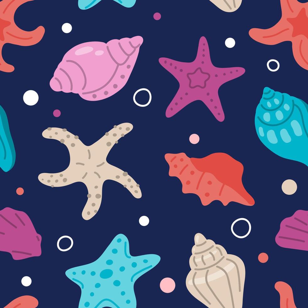 background pattern with seashell vector