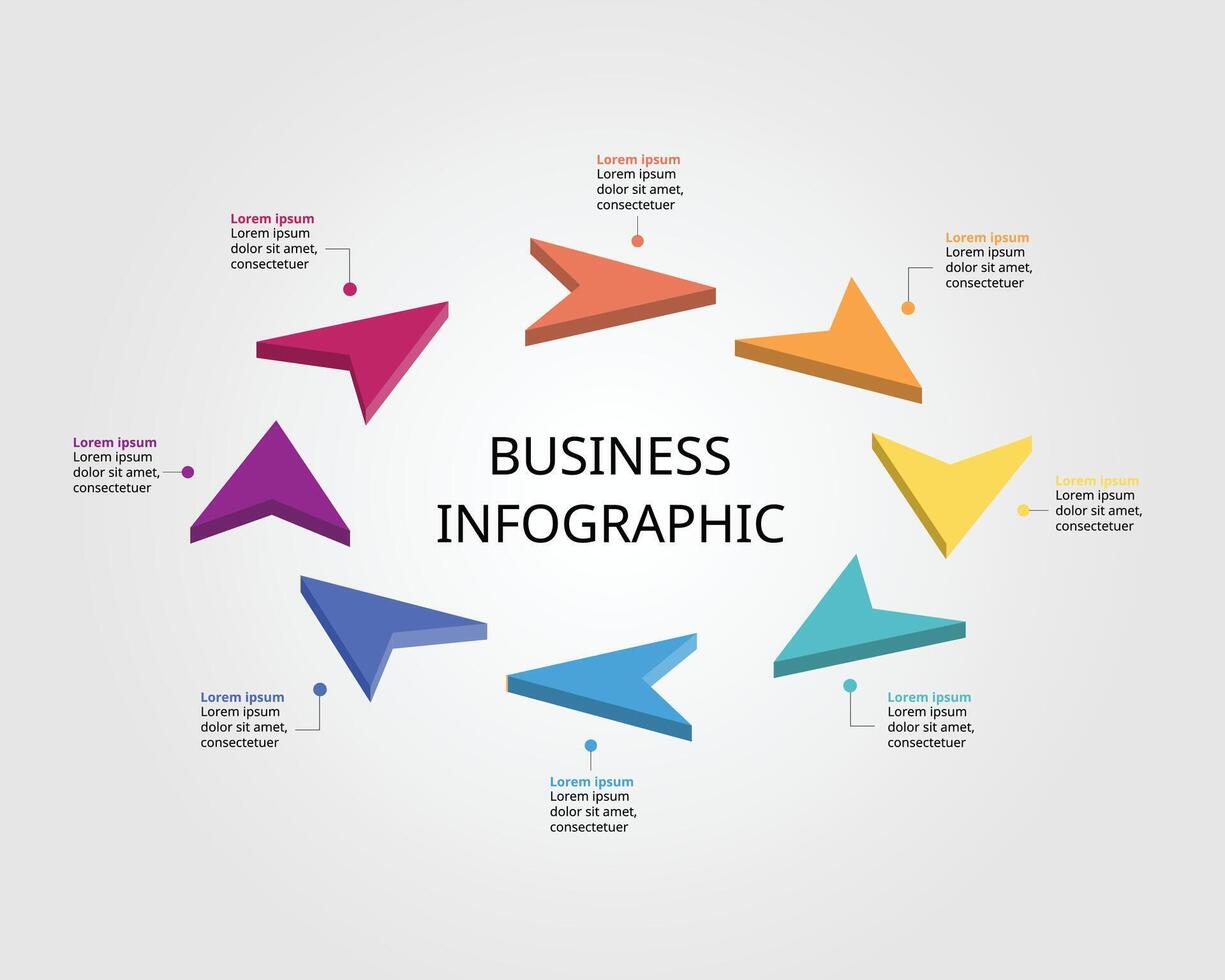 8 arrow template for infographic for presentation for 8 element vector