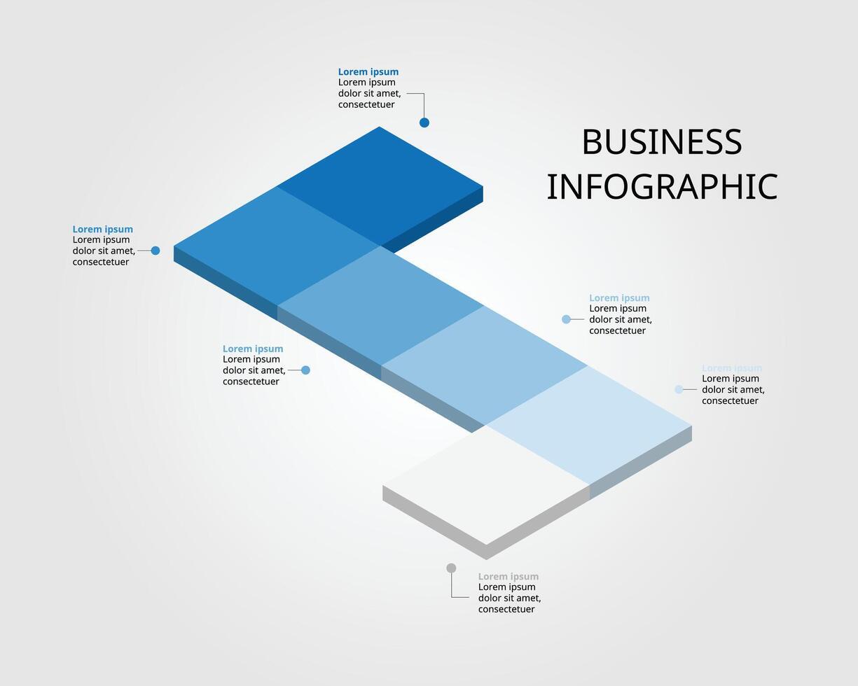 square timeline graph chart template for infographic for presentation for 6 element vector