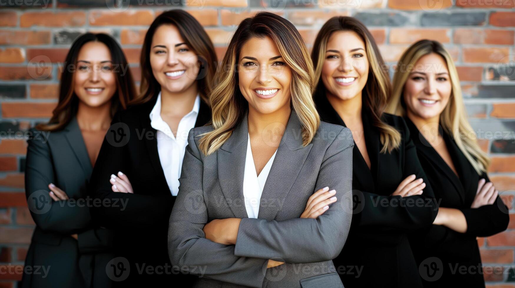 AI generated All Female Team of Professional Women Posing with Confidence in the Office, Generative AI photo