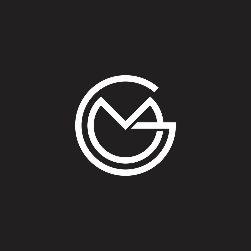 letter gm circle 3d flat simple logo vector