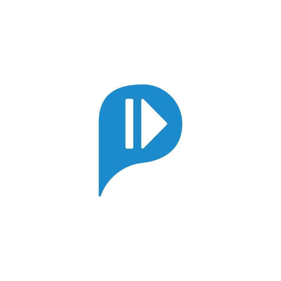letter p bubble talk play logo vector
