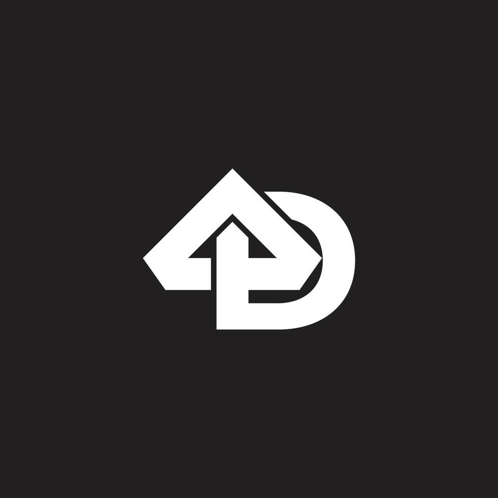 letter d 3d flat overlap triangle logo vector