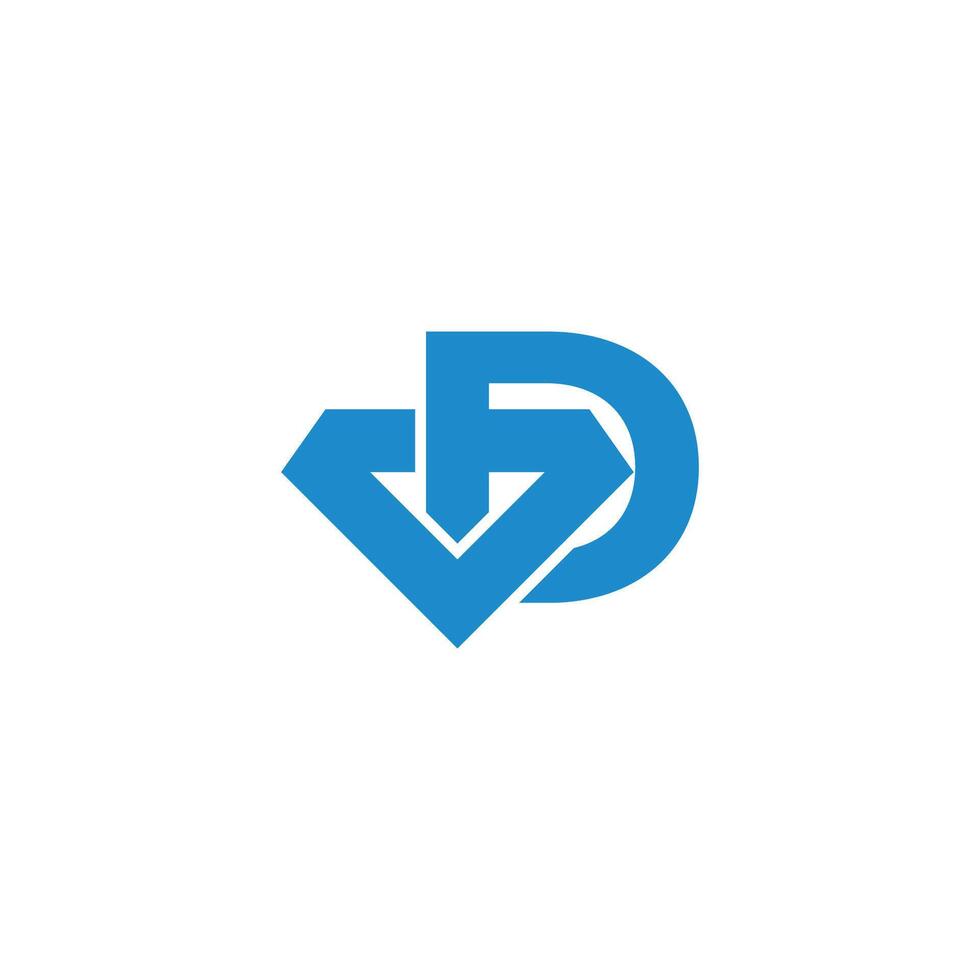 letter d blue diamond linked logo vector