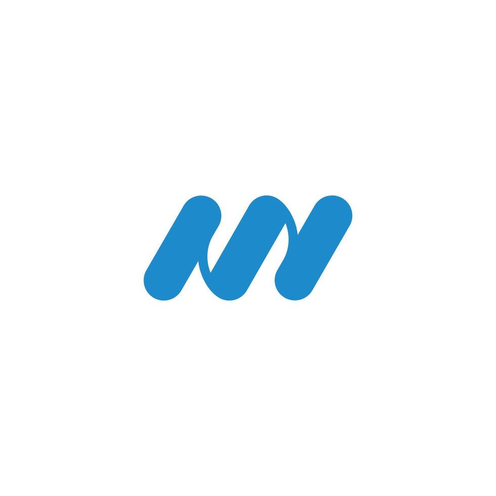 letter nm blue wavy simple geometric logo vector