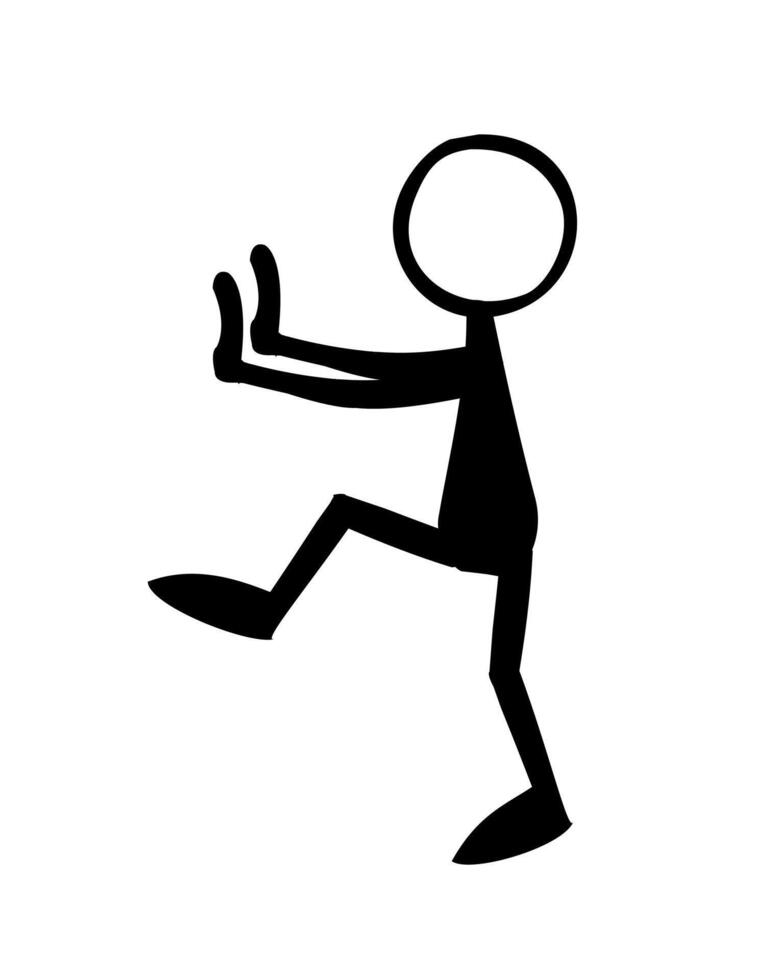 Vector illustration of a stick figure holding with his hand. Representing to stop.