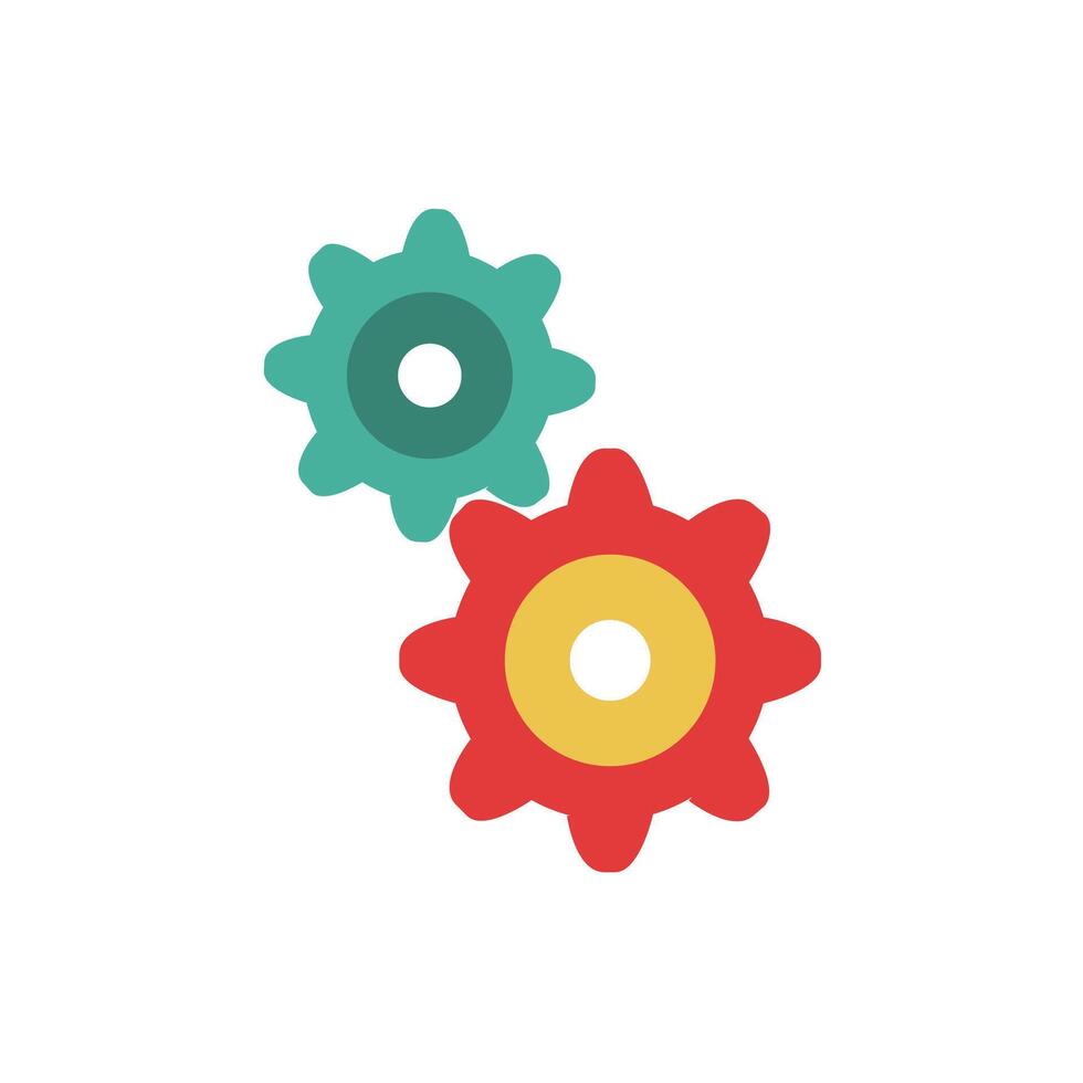 Gear logo cogwheel. Colored icon illustration design. Flat style vector. vector