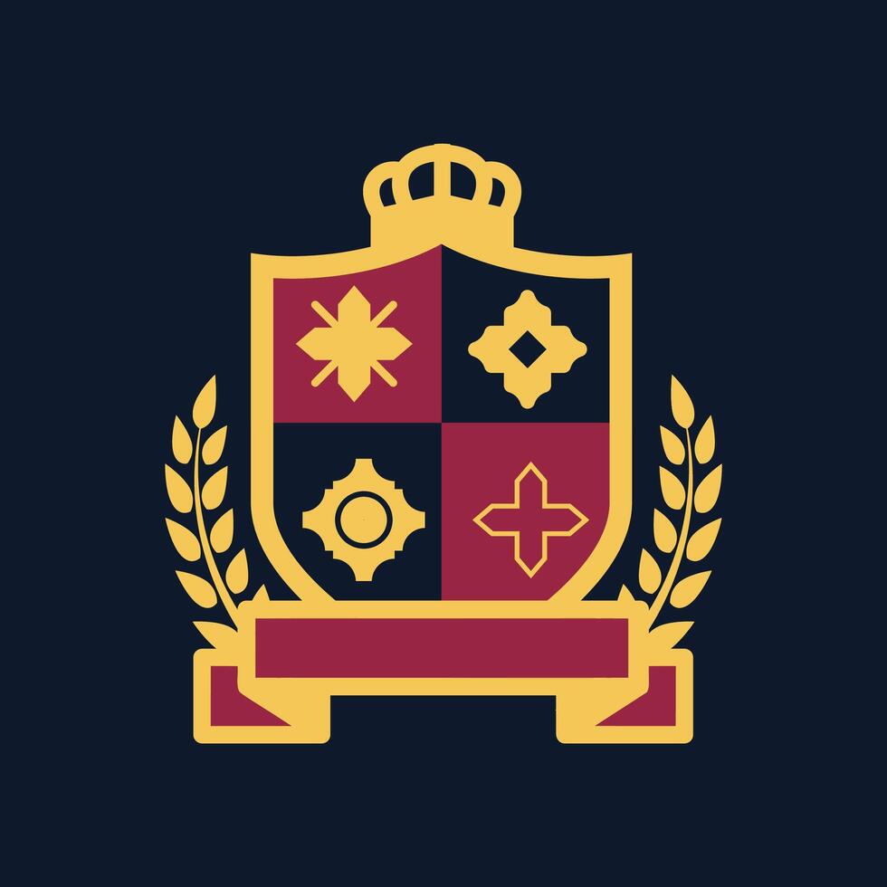 real Insignia identidad. Reino emblema con un etiqueta modelo. adecuado para logo o icono. vector